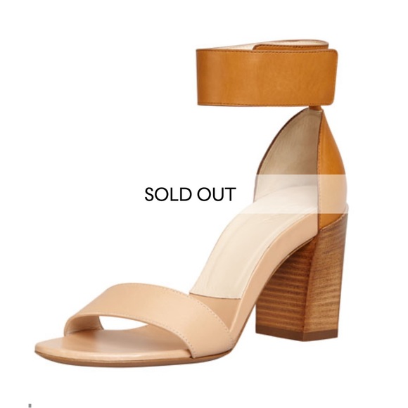Chloe leather stacked heel ankle wrap sandals shoes - Picture 1 of 14